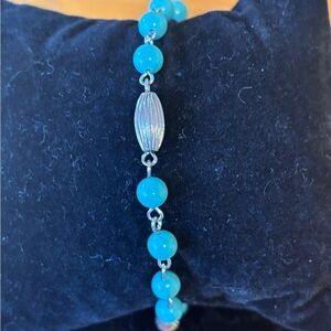 Sarah Coventry signed Silver accent and Robin Egg Blue Beaded Bracelet